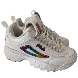 FILA Disruptor II Pride White Rainbow Chunky Platform Sneakers Women’s 6.5